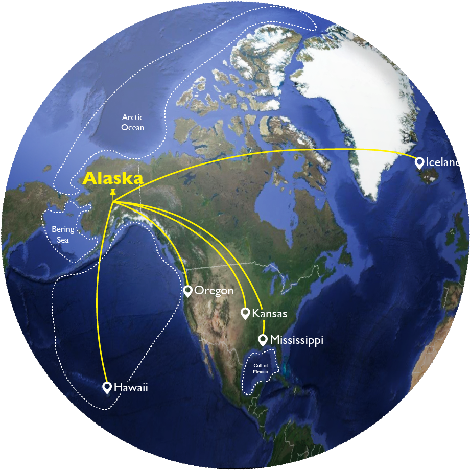 Alaska Flight Paths Map PNG