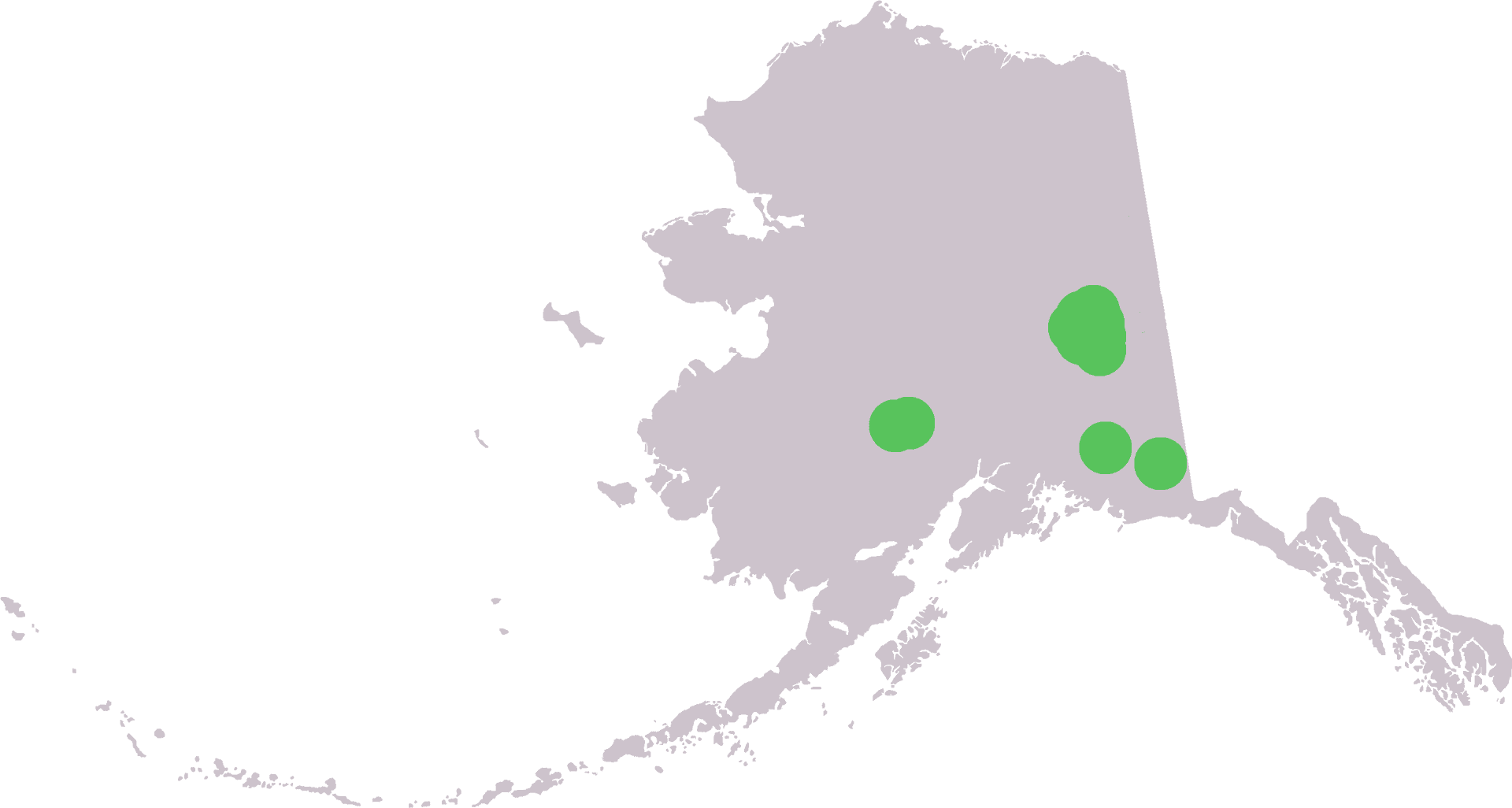 Alaska Mapwith Green Dots PNG