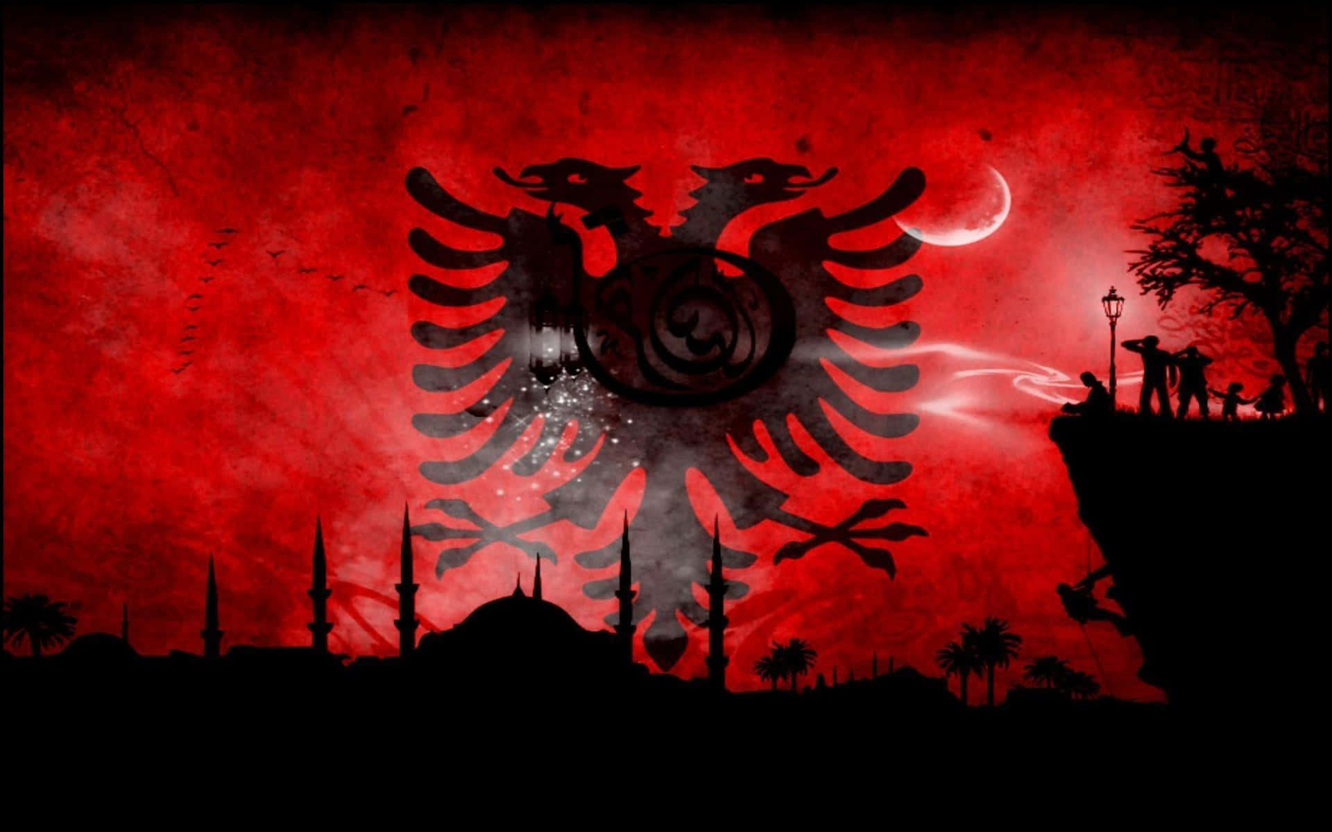 Albaniensflagga Bakgrundsbild - Bakgrundsbilder För Skrivbordet