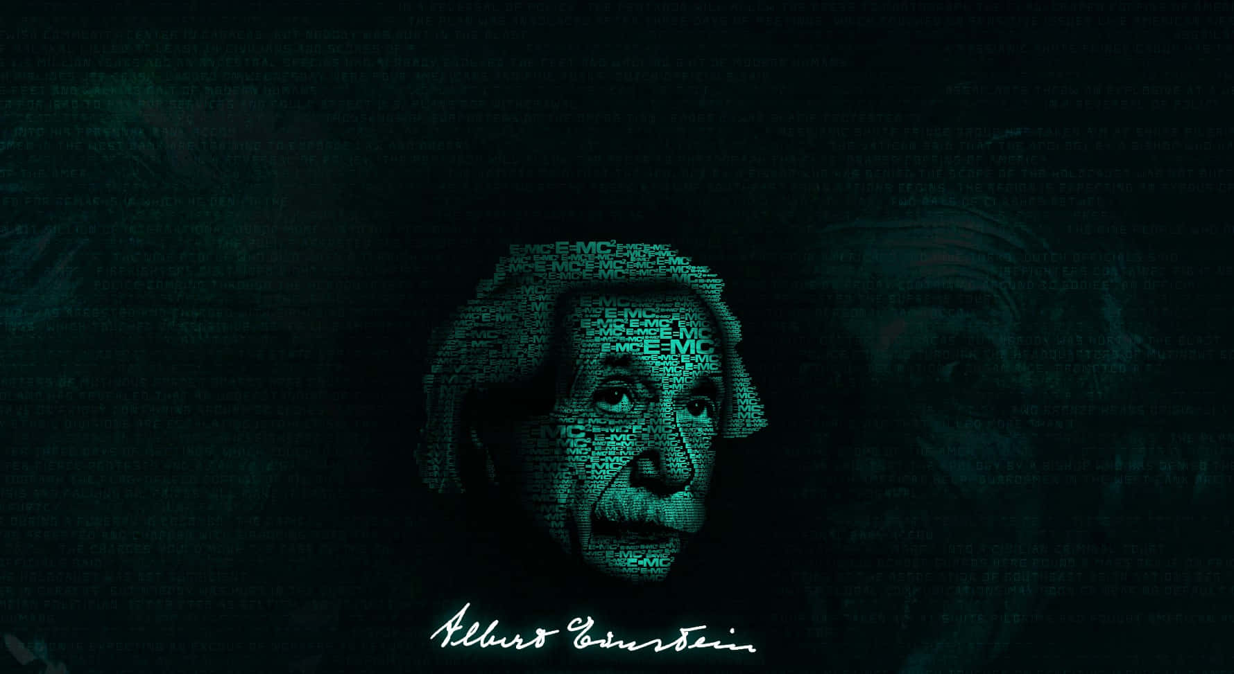 Albert Einstein Formula Portrait Wallpaper