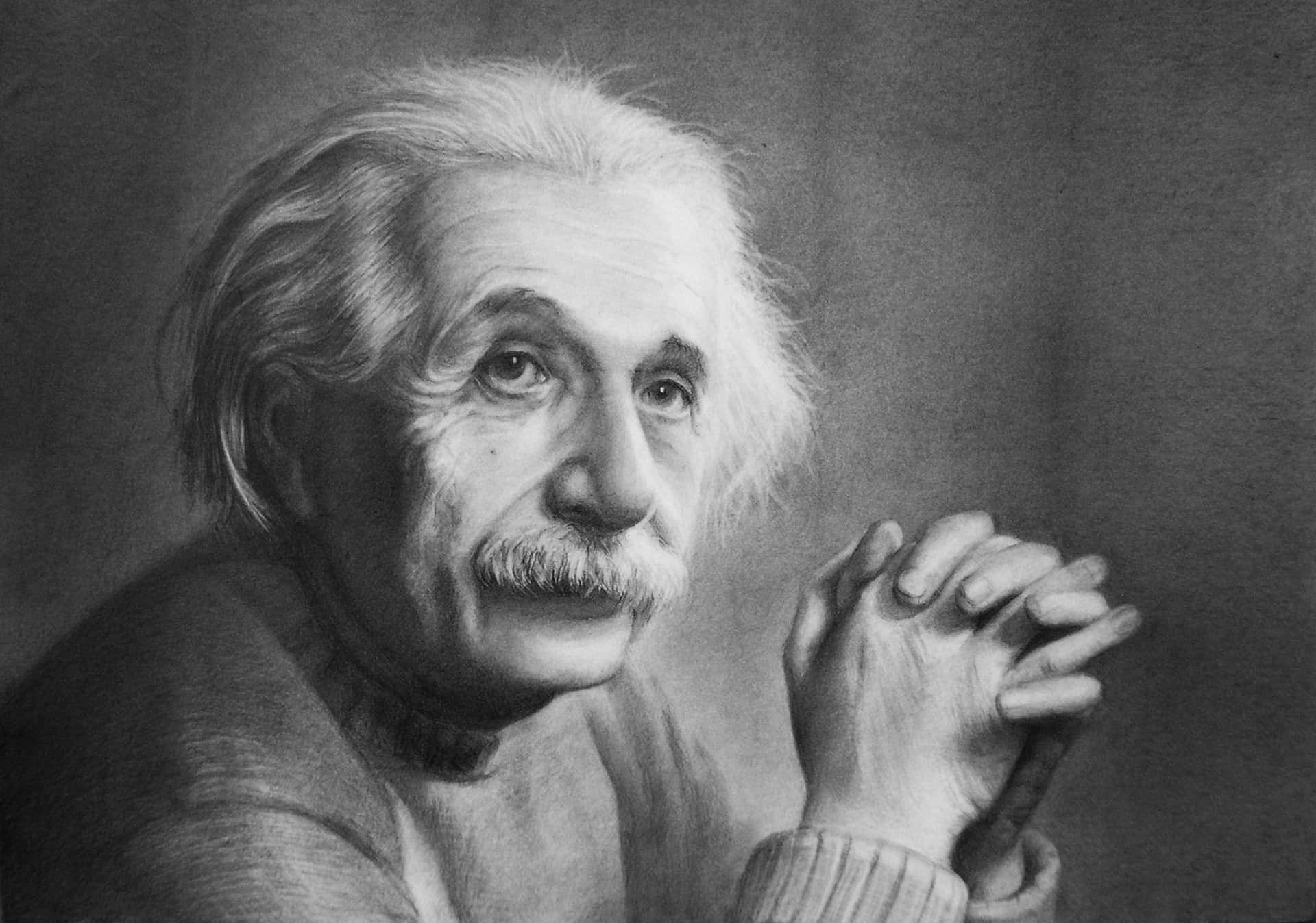Albert Einstein Pensive Sketch Wallpaper