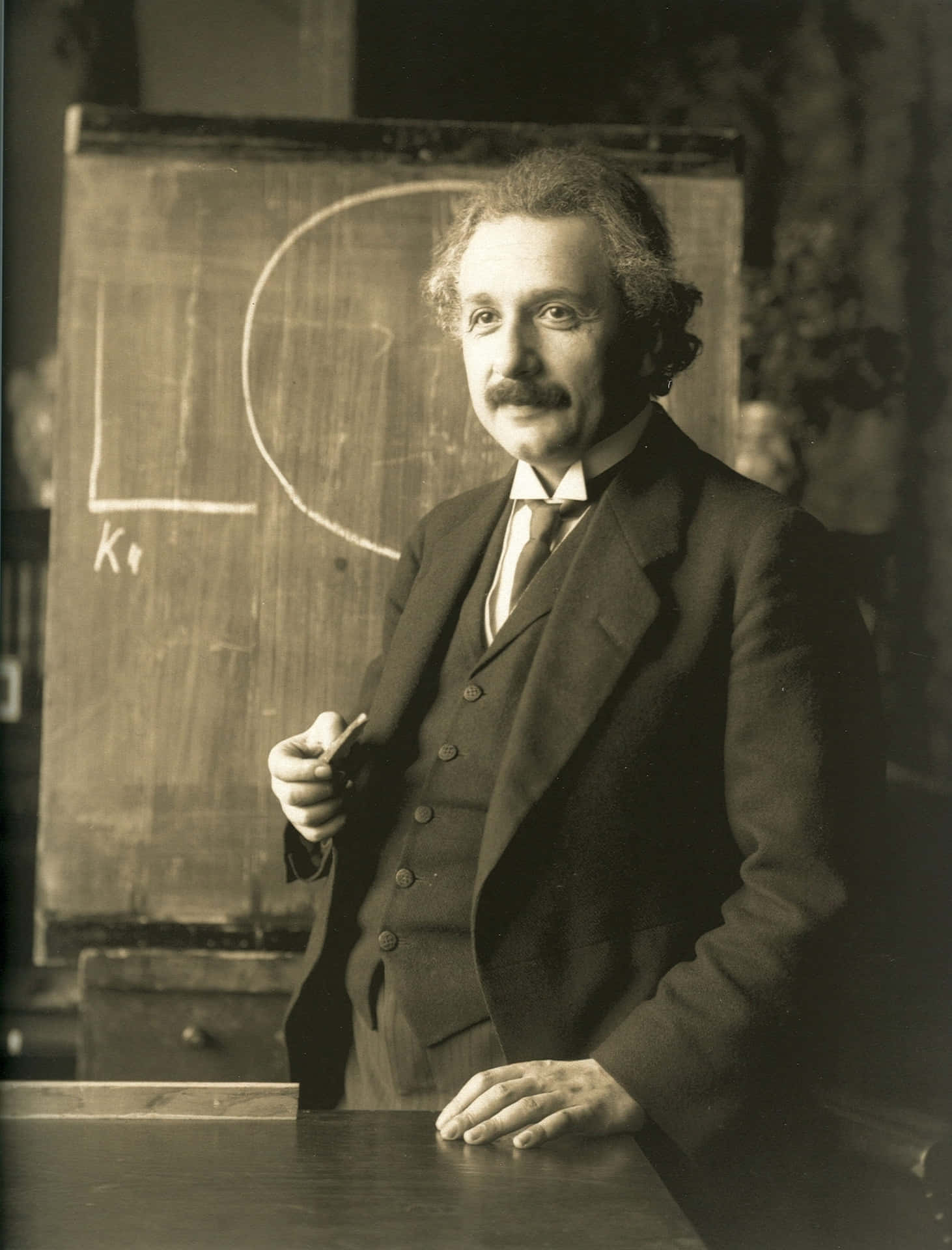 Albert Einstein during a lecture