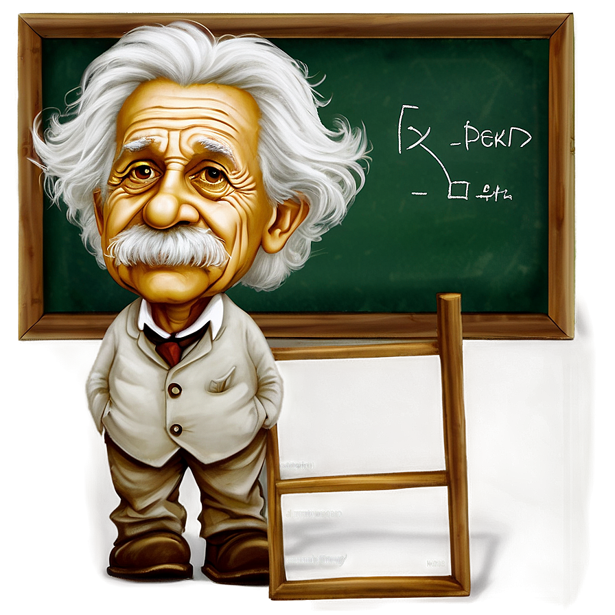 Albert Einstein With Chalkboard Png Qqv PNG