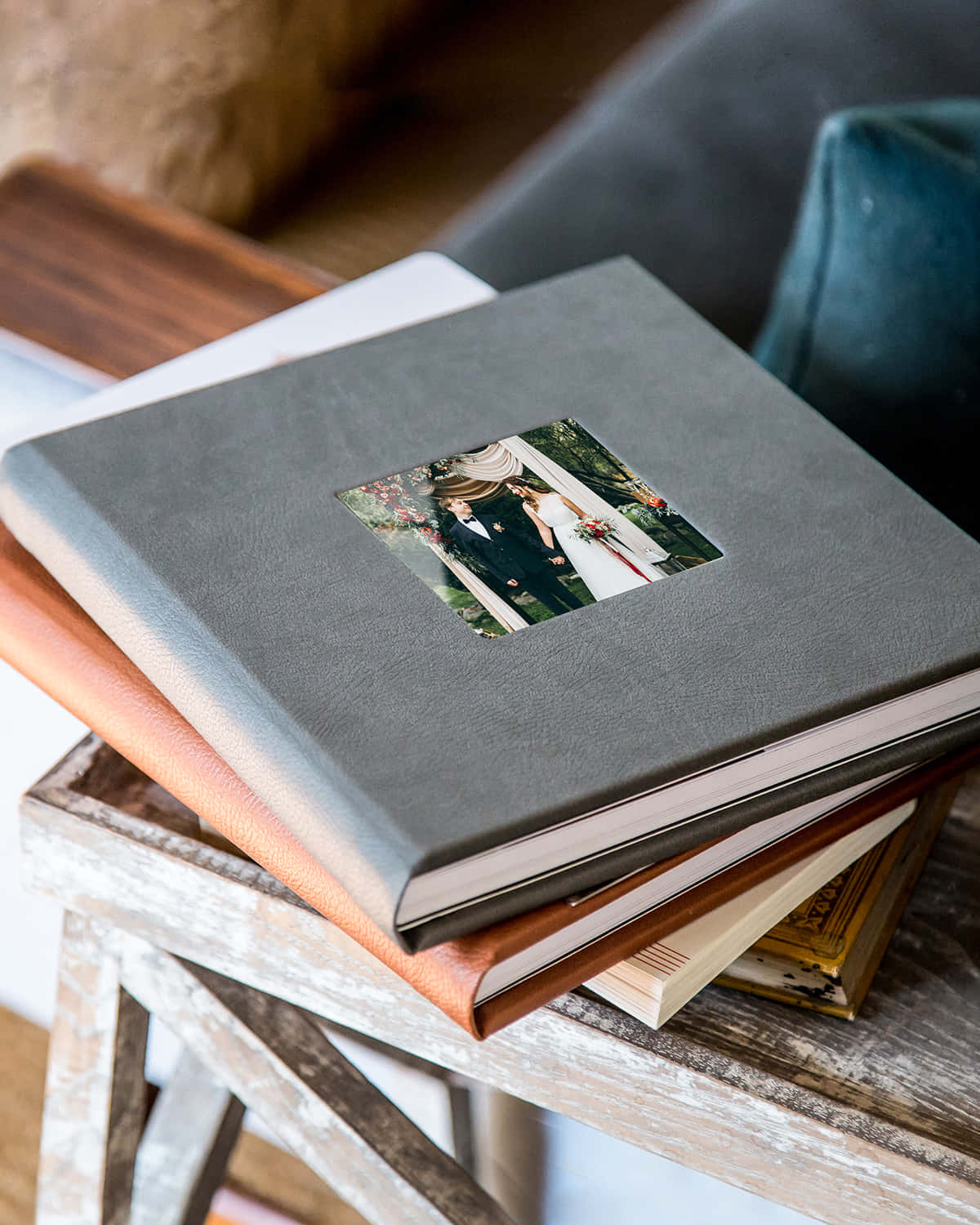 a photo album on a table