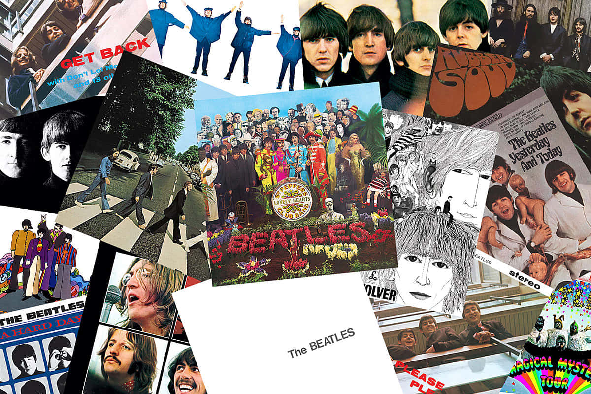 the beatles album cover collage