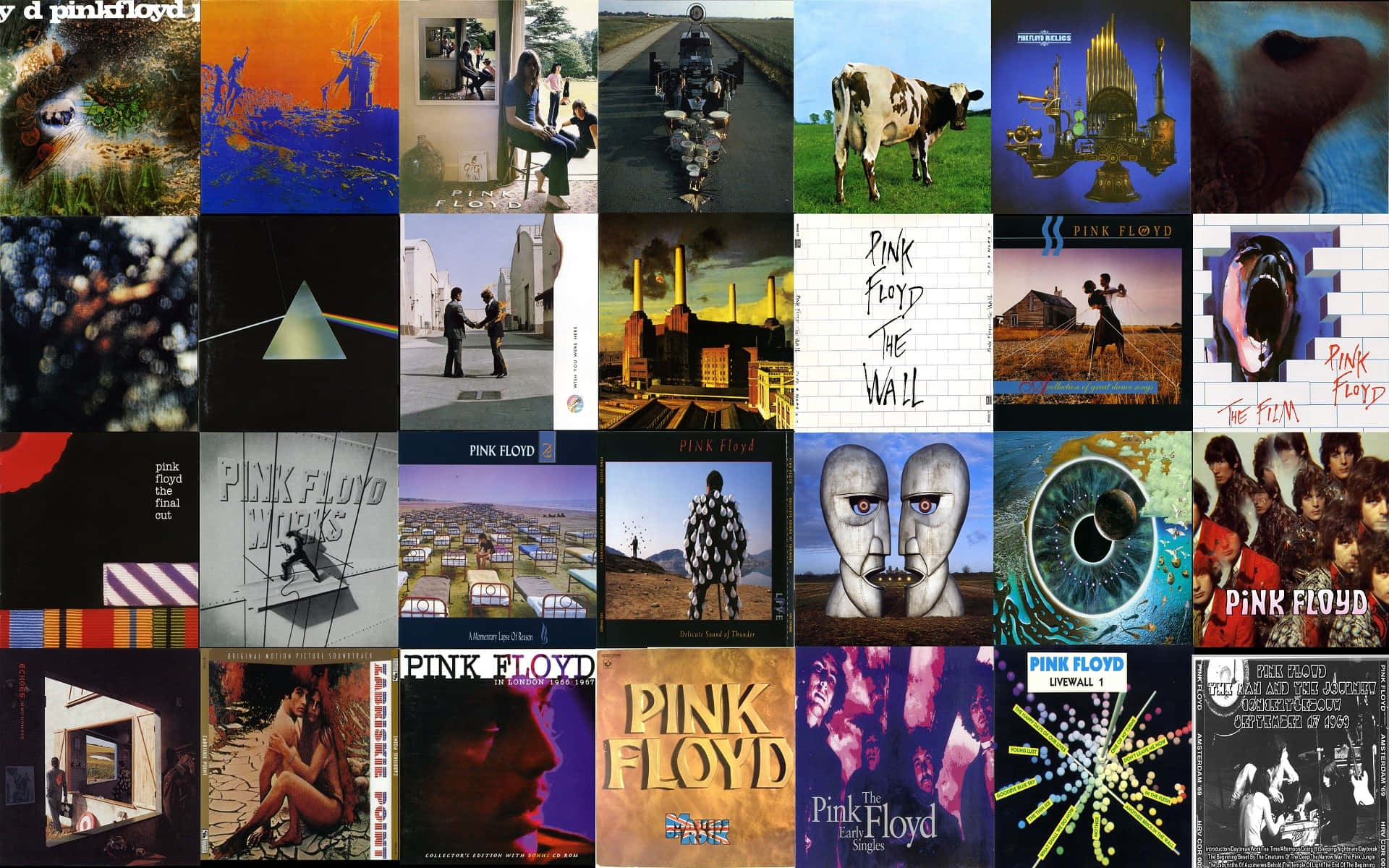 pink floyd album cover collage