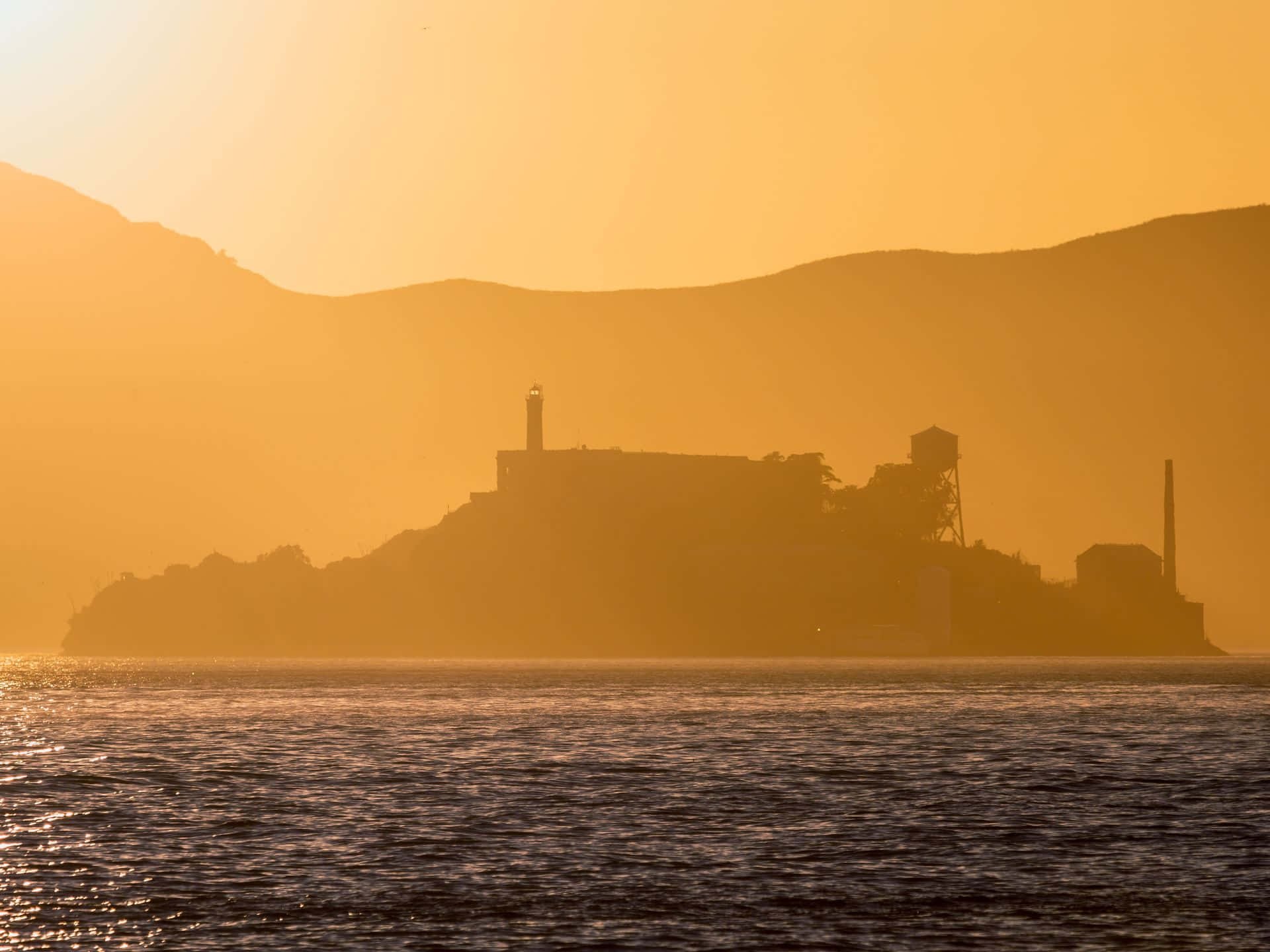 Alcatraz Island Sunset Silhouette Wallpaper