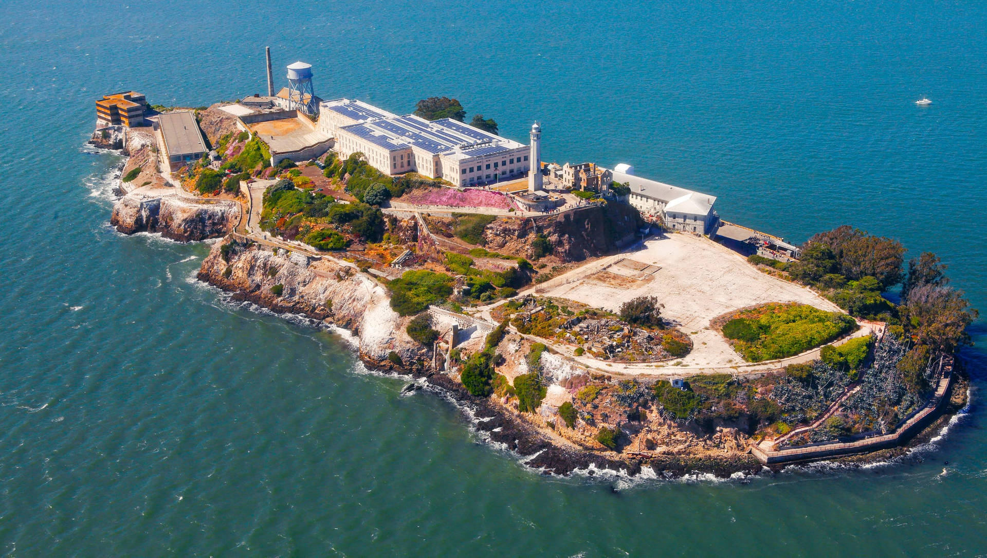 Vistaaerea Dell'isola Di Alcatraz Sfondo