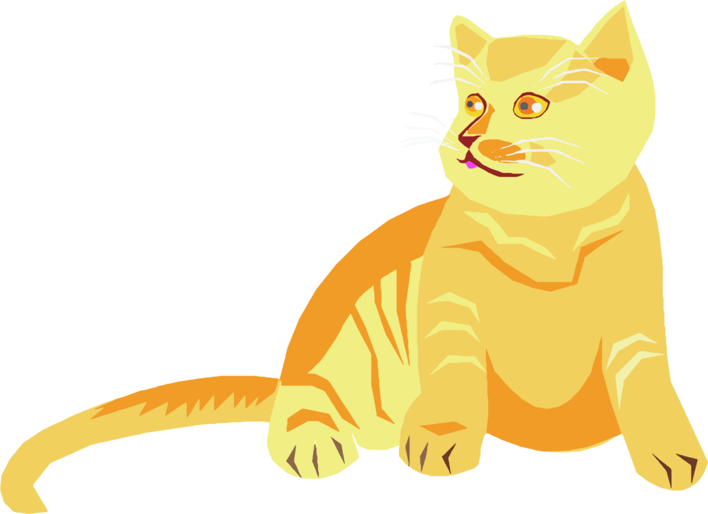 Alert Orange Cat Illustration PNG