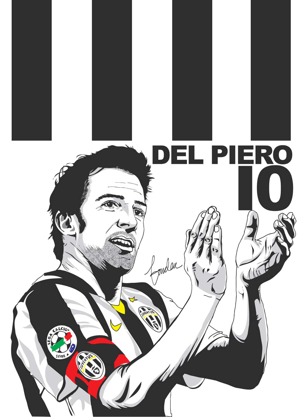 Alessandro Del Piero #10 Tröja Digitalmålning Wallpaper