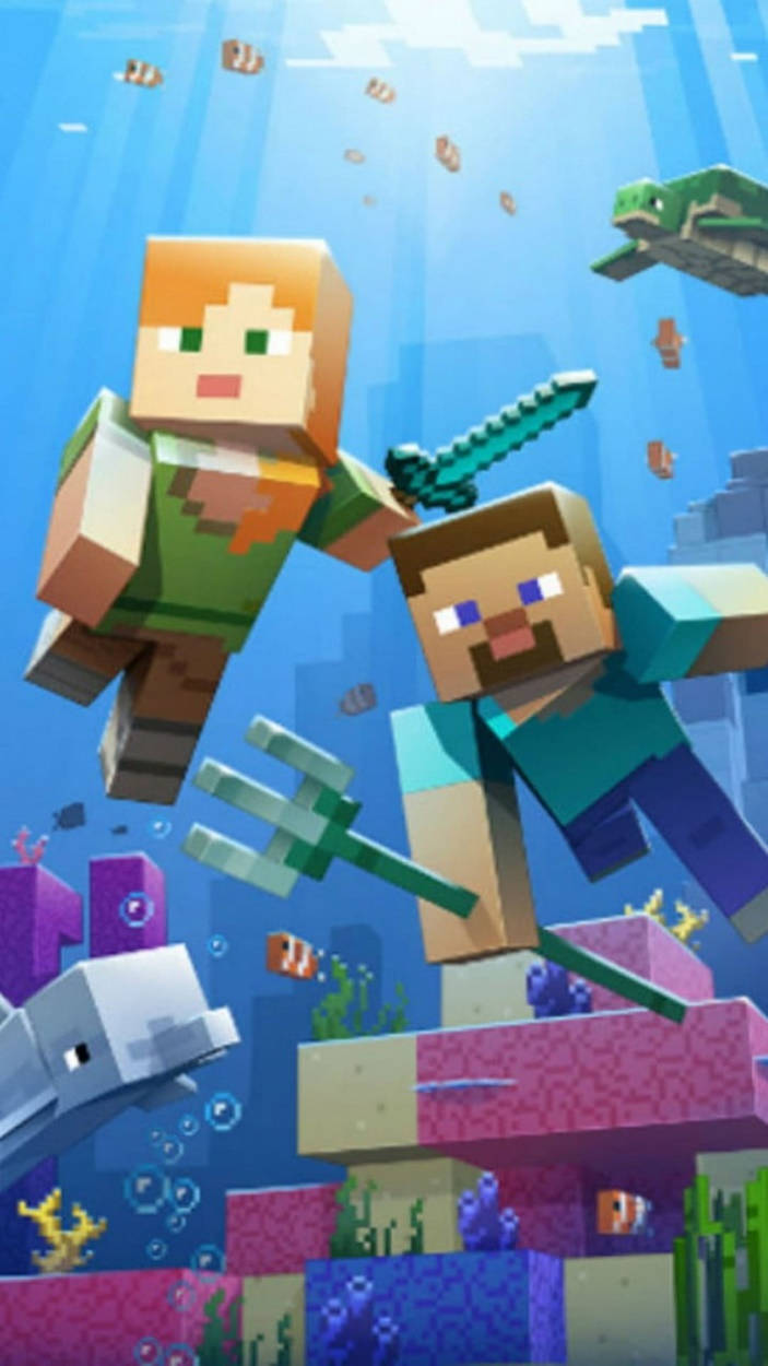 Alex And Steve Fighting Minecraft Iphone Wallpaper