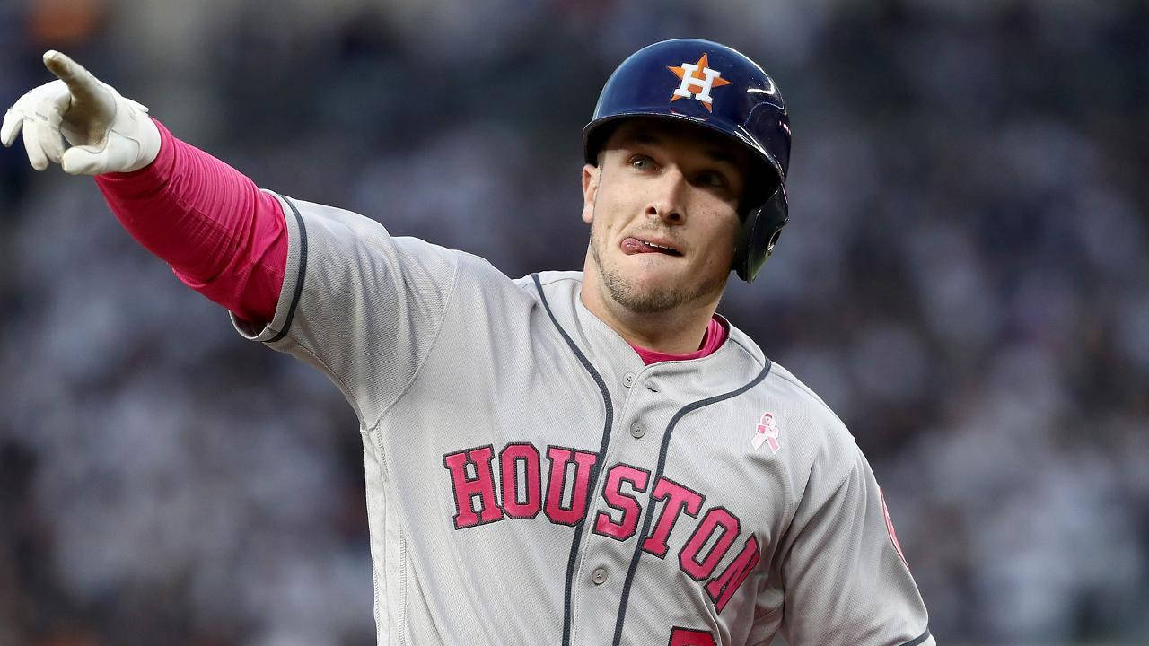 Alex Bregman Pointing With Tongue Out Wallpaper