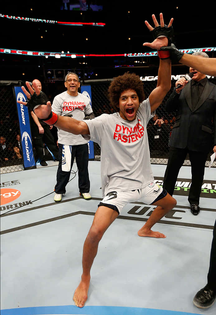 Alex Caceres Happy Cheering Inside Ring Wallpaper