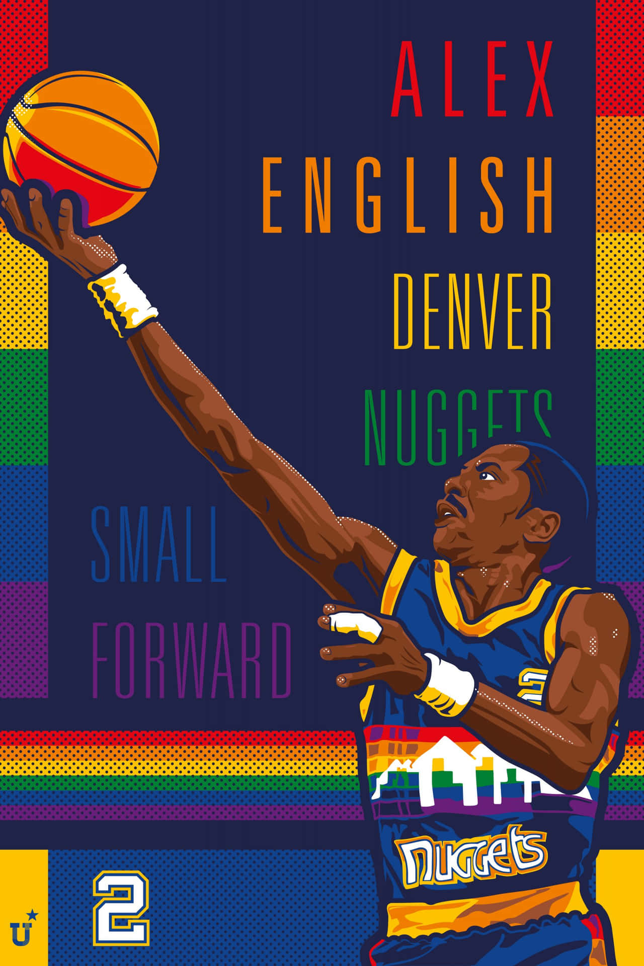 Alexenglisch Denver Nuggets Poster Regenbogen Wallpaper