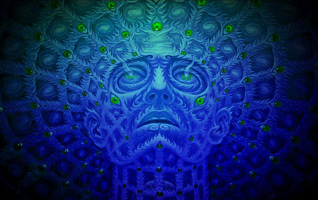 A Blue And Green Image Of A Man's Head Wallpaper