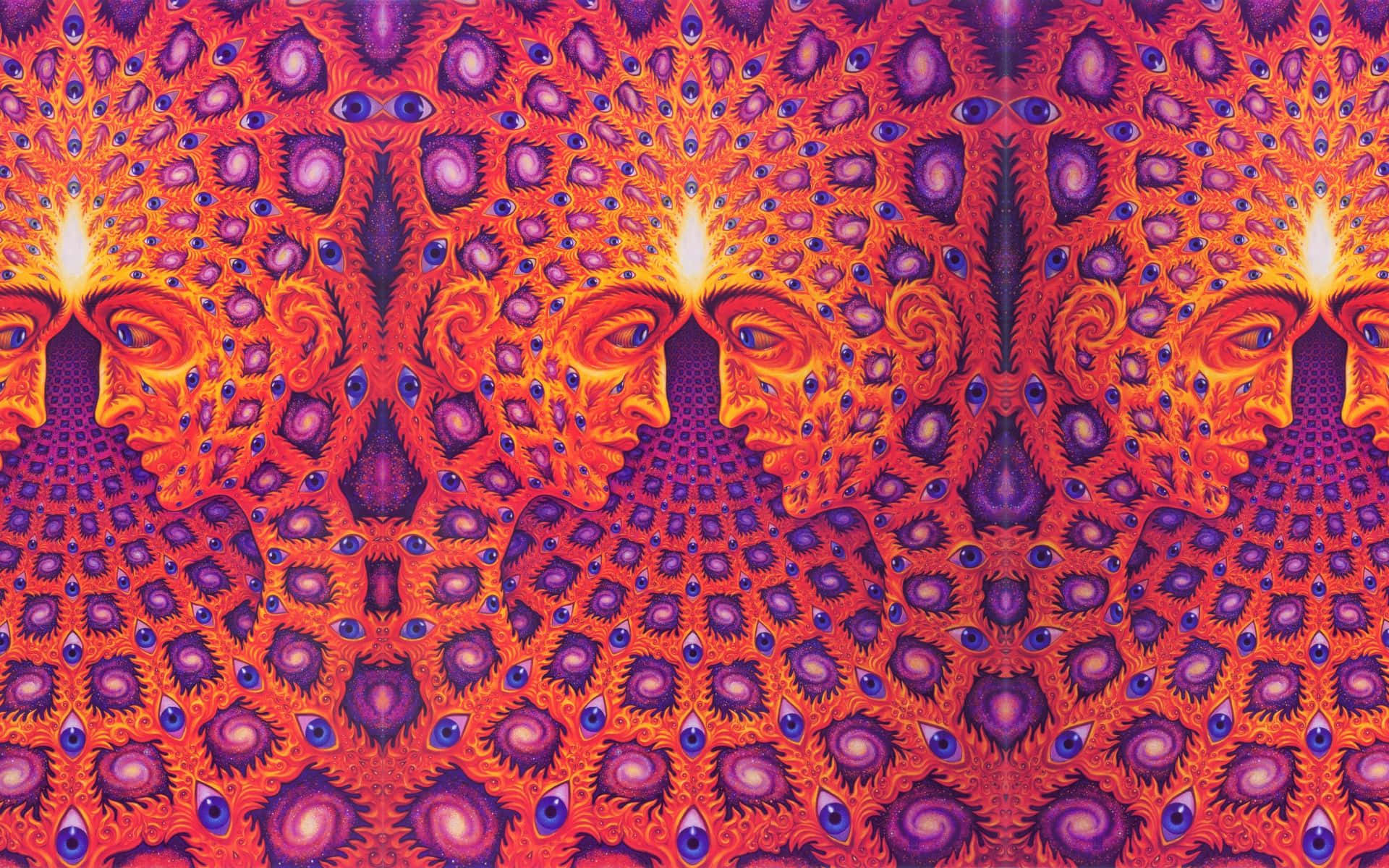 Einpsychedelisches Gemälde Mit Einem Pfau Darauf. Wallpaper