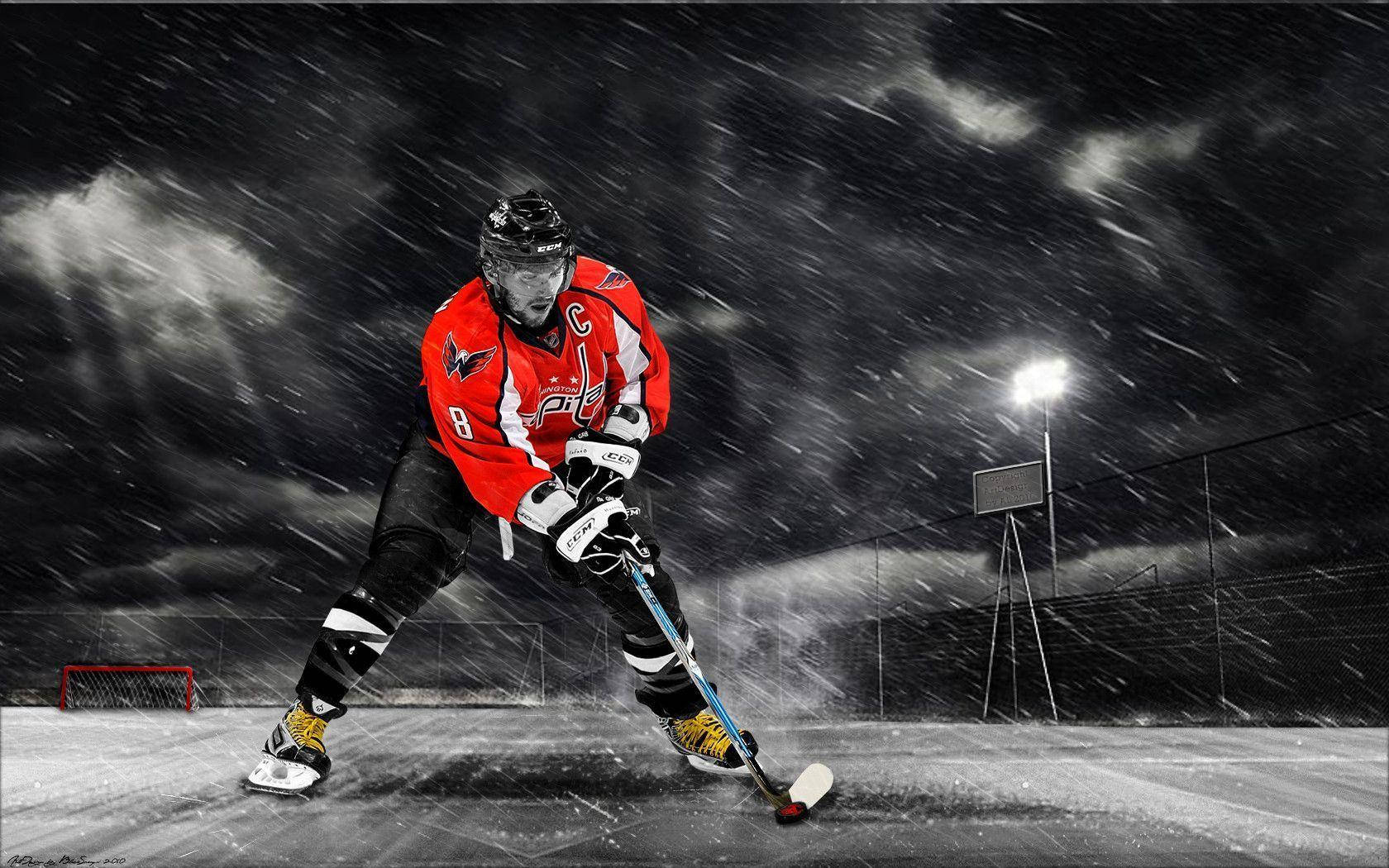 Alex Ovechkin Washington Capitals Stormy Night Fan Art Background