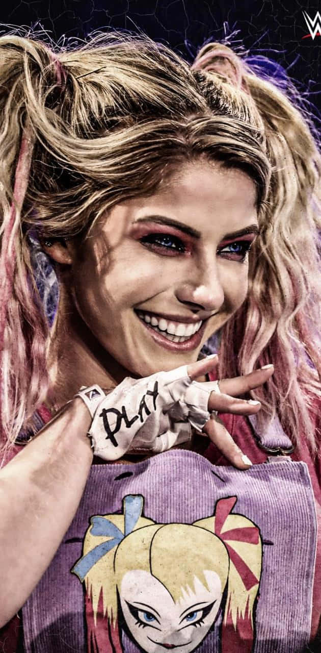 En pige med pink hår og et smil Wallpaper