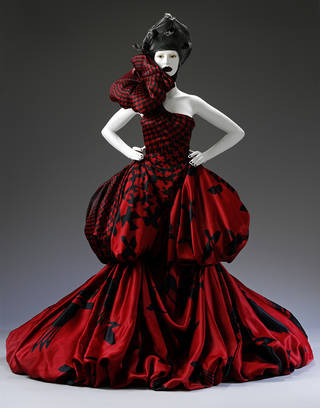 Alexander Mcqueen Red Black Silk Dress Background