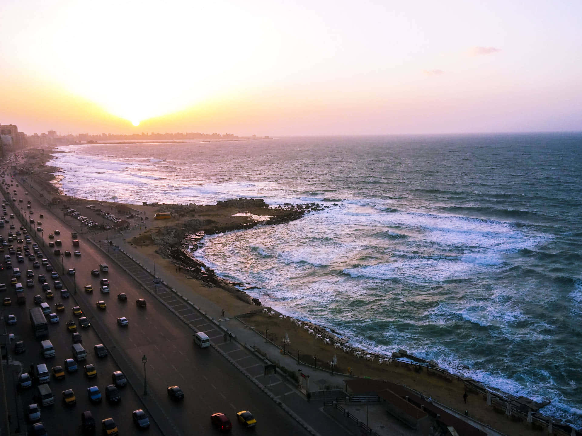Blickauf Die Uferpromenade Von Alexandria