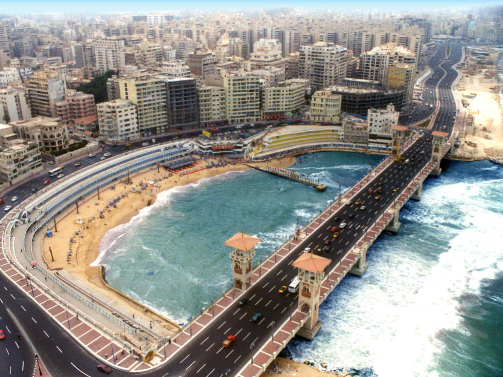 Denvackra Staden Alexandria Vid Skymning
