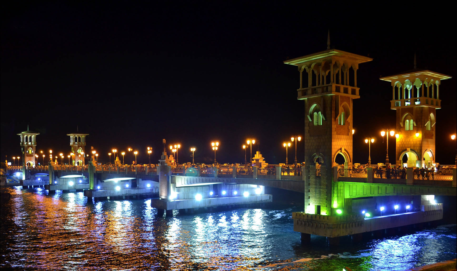 Ponte Di Alessandria Di Notte Sfondo