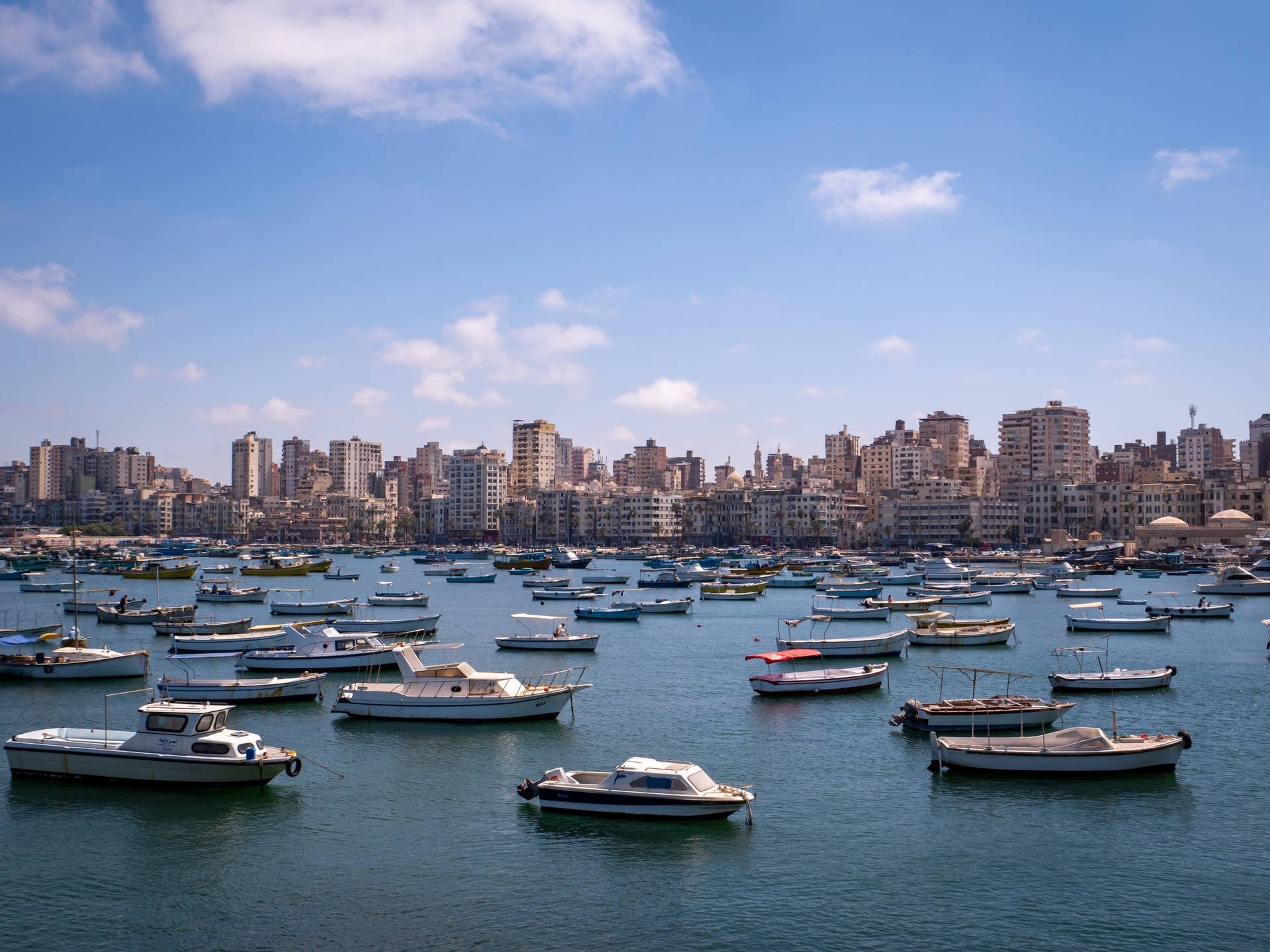"A Stunning View of Alexandria Harbor, Egypt" Wallpaper