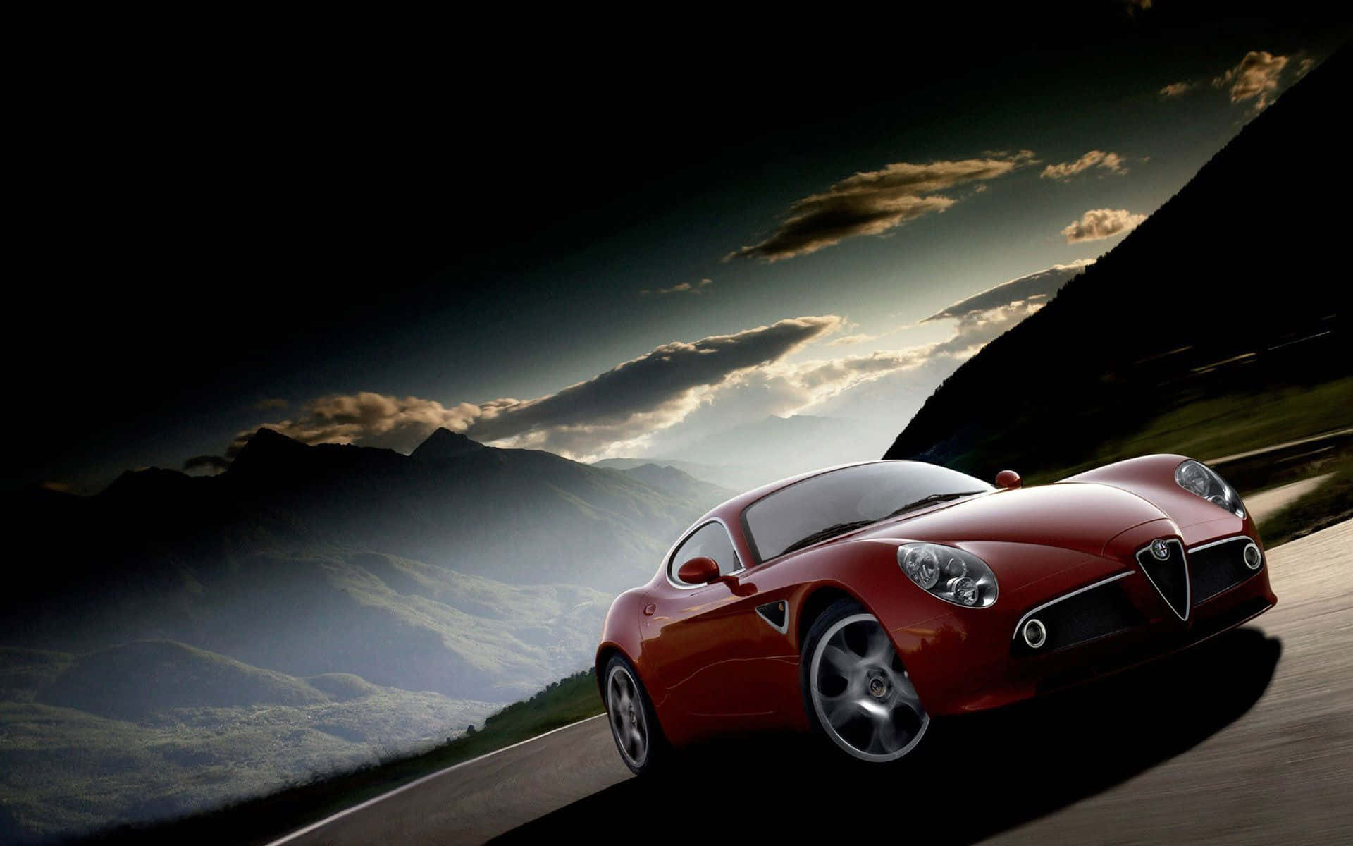 Sleek Alfa Romeo 8C Competizione in Stunning Red Wallpaper