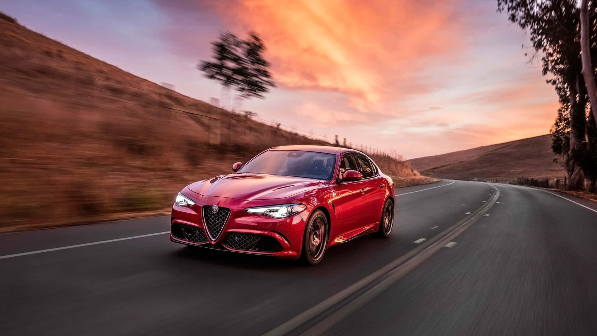 Elegant Alfa Romeo Stelvio in motion Wallpaper