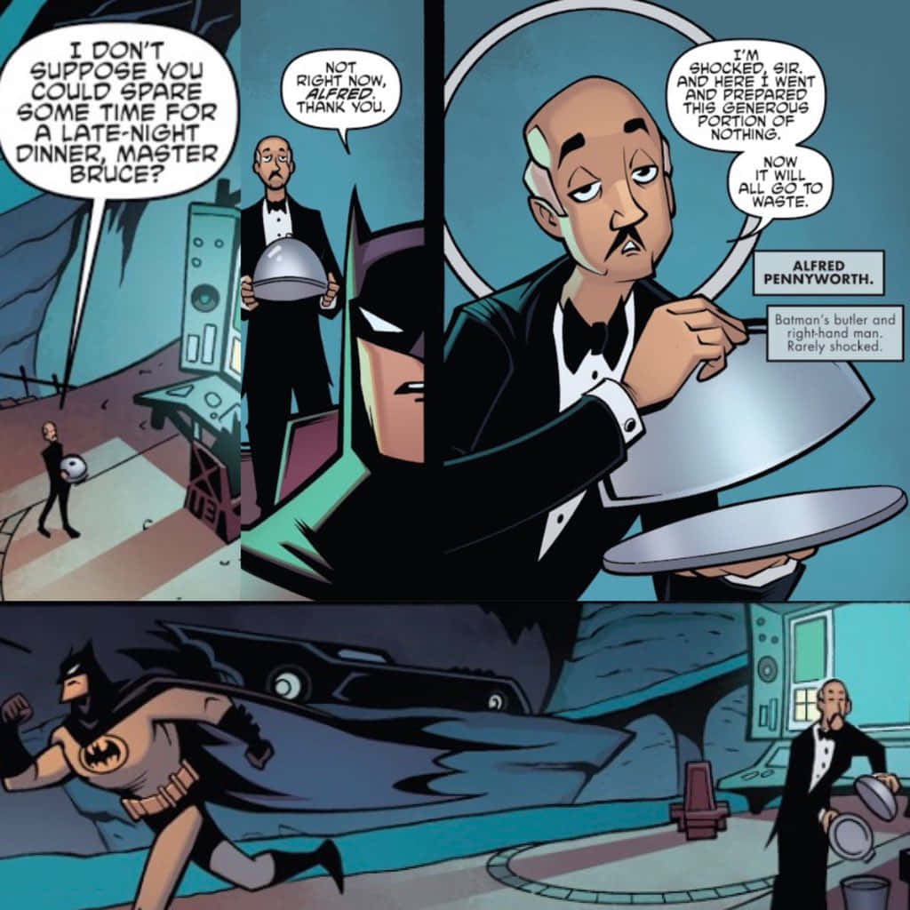Legendary Butler Alfred Pennyworth In Action Wallpaper