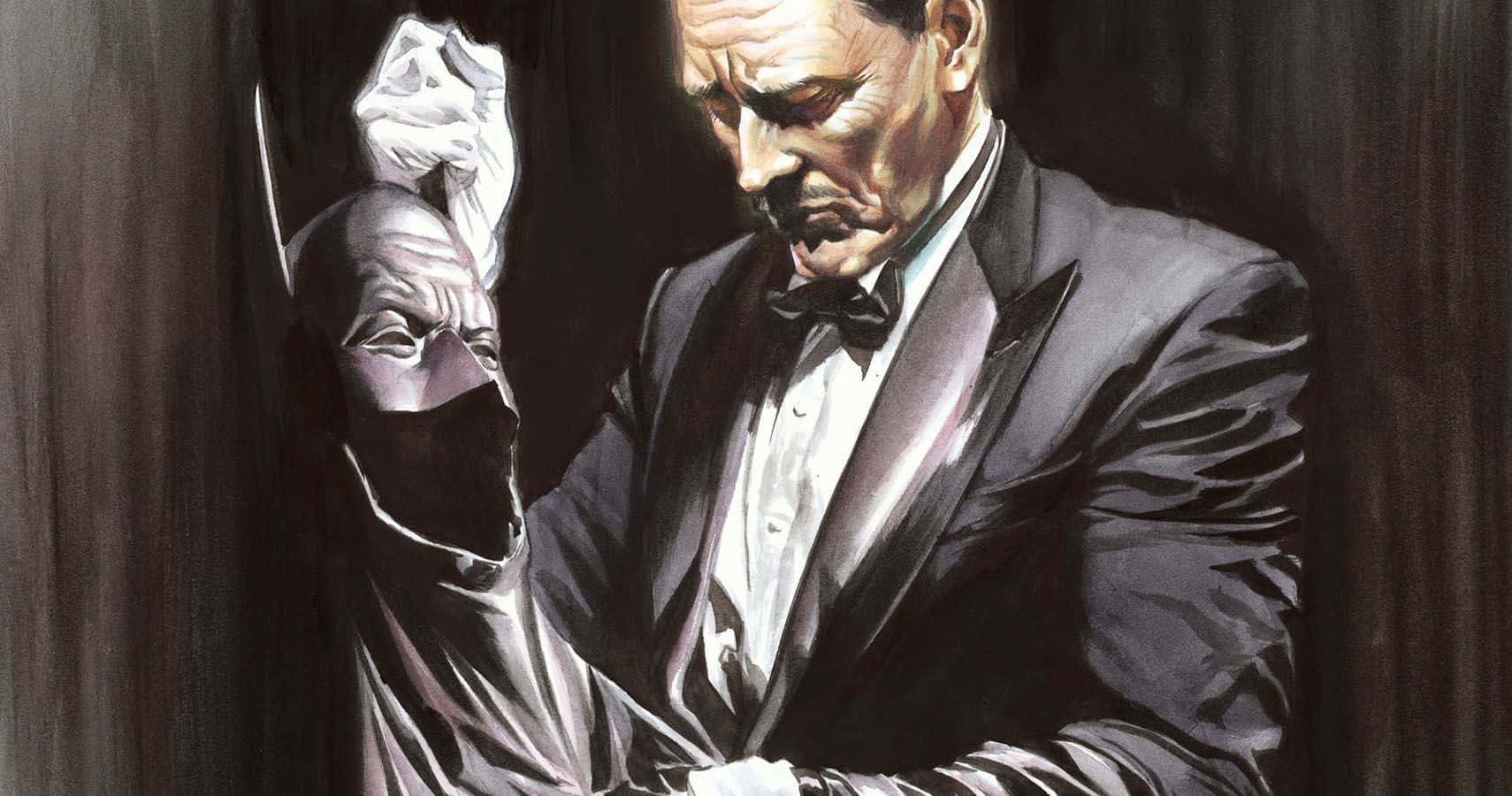 Caption: Alfred Pennyworth in his study, offering guidance to Batman Wallpaper