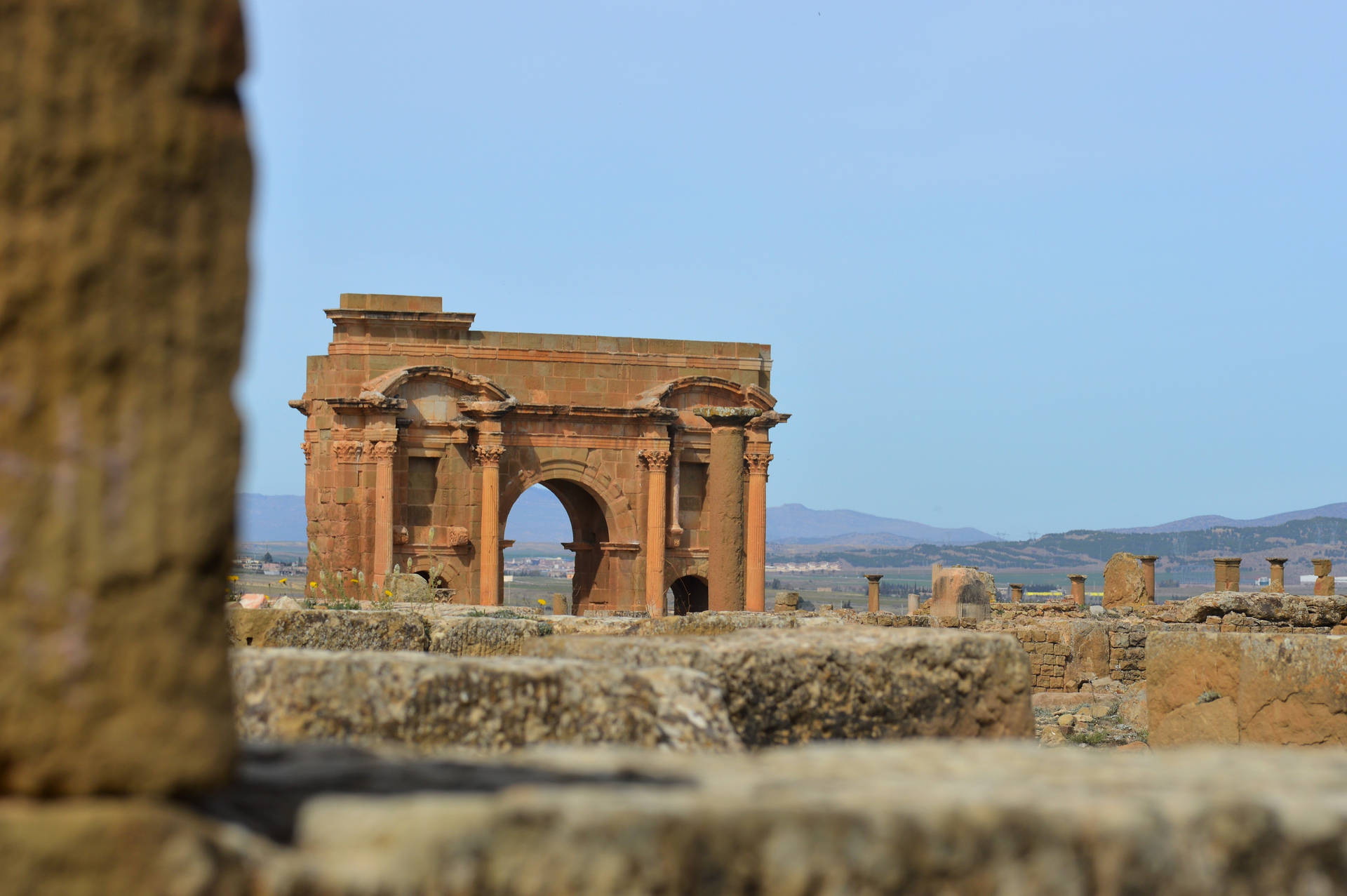 Algeria Ruins In Batna Background
