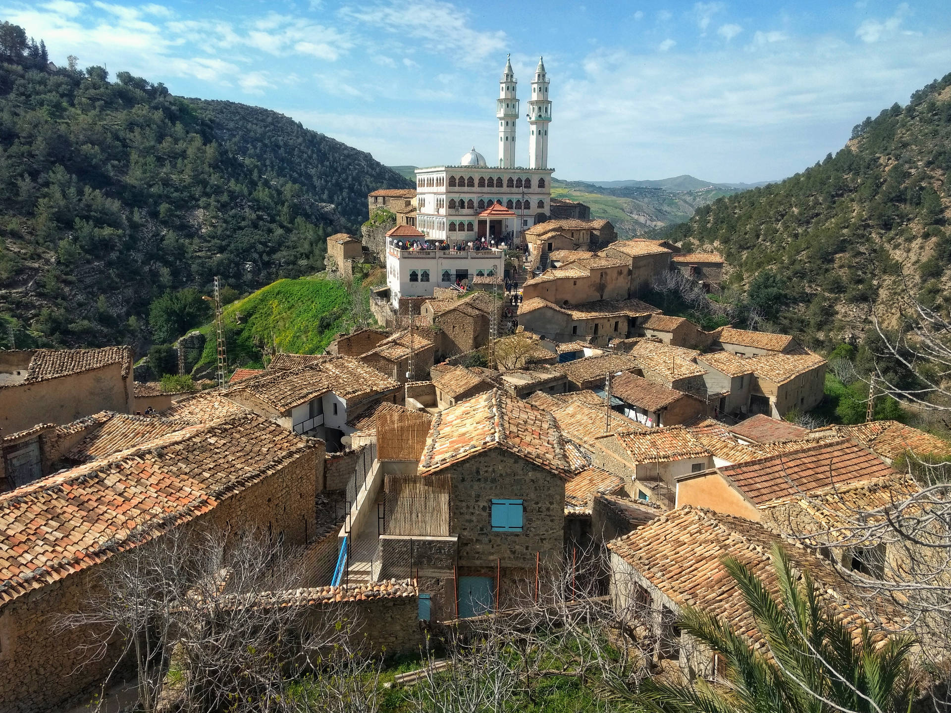 Algeria Village In The Mountain Background
