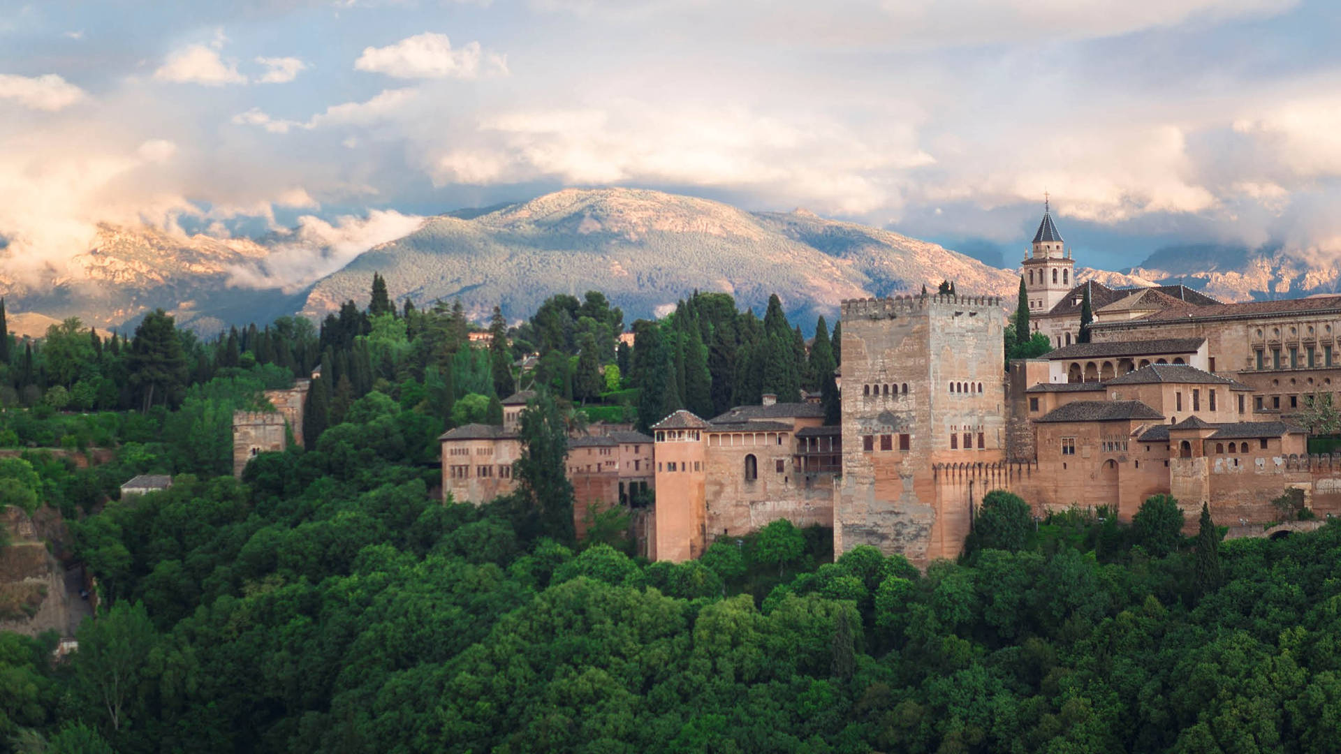 Alhambra Surrounded By Trees Wallpaper