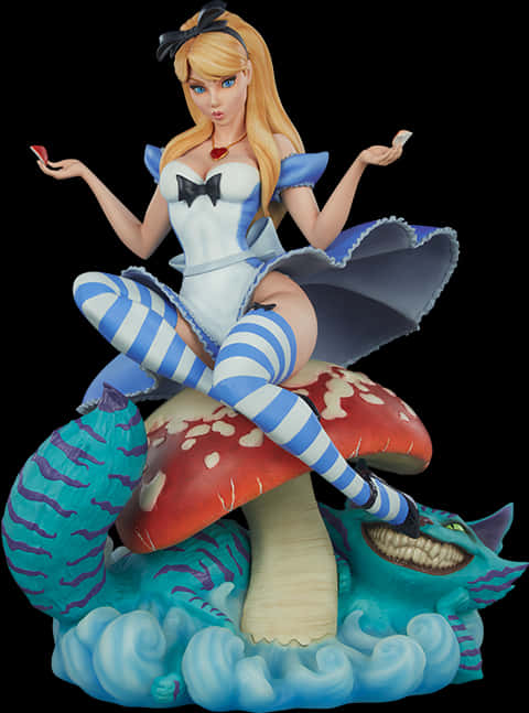 Alice Figurineon Mushroom PNG