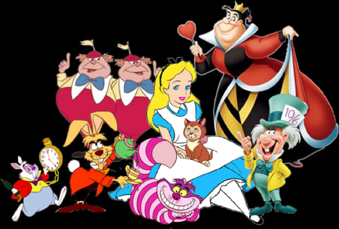Alice In Wonderland Characters Collage PNG