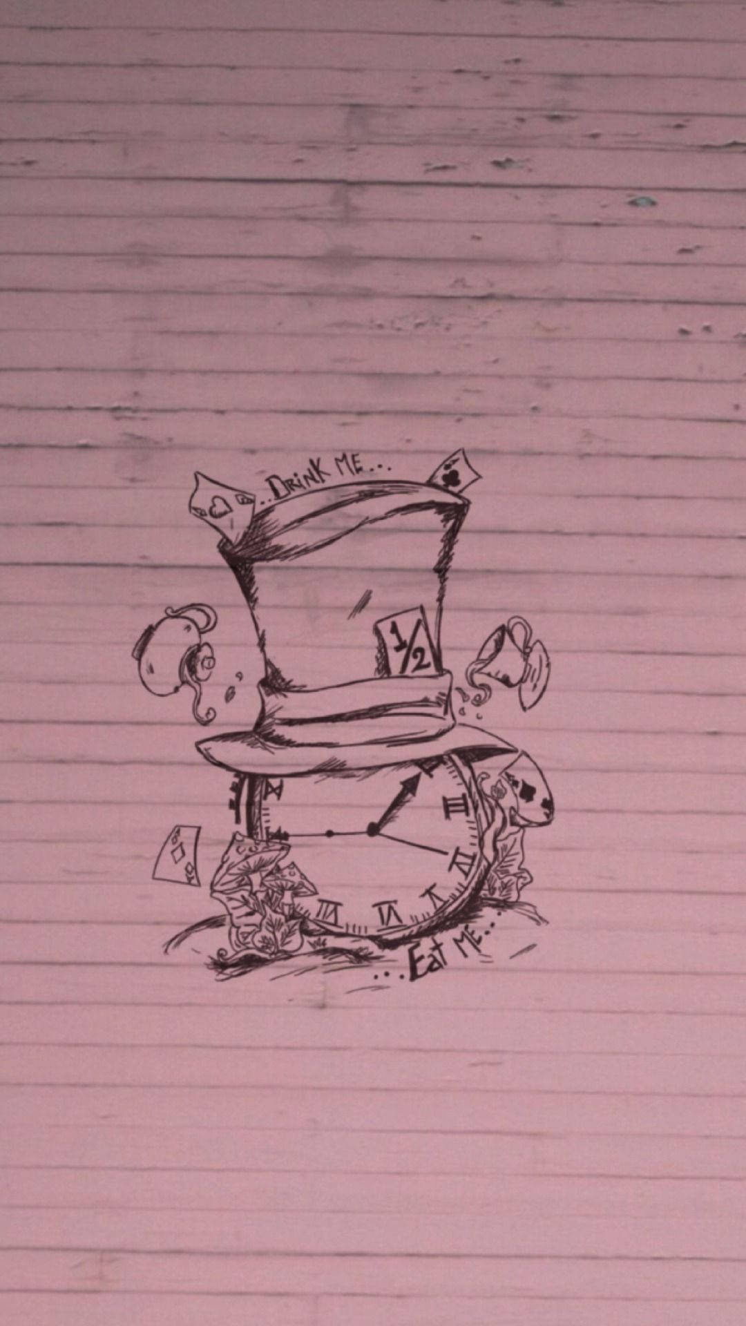 Alice In Wonderland Hat Drawing Background