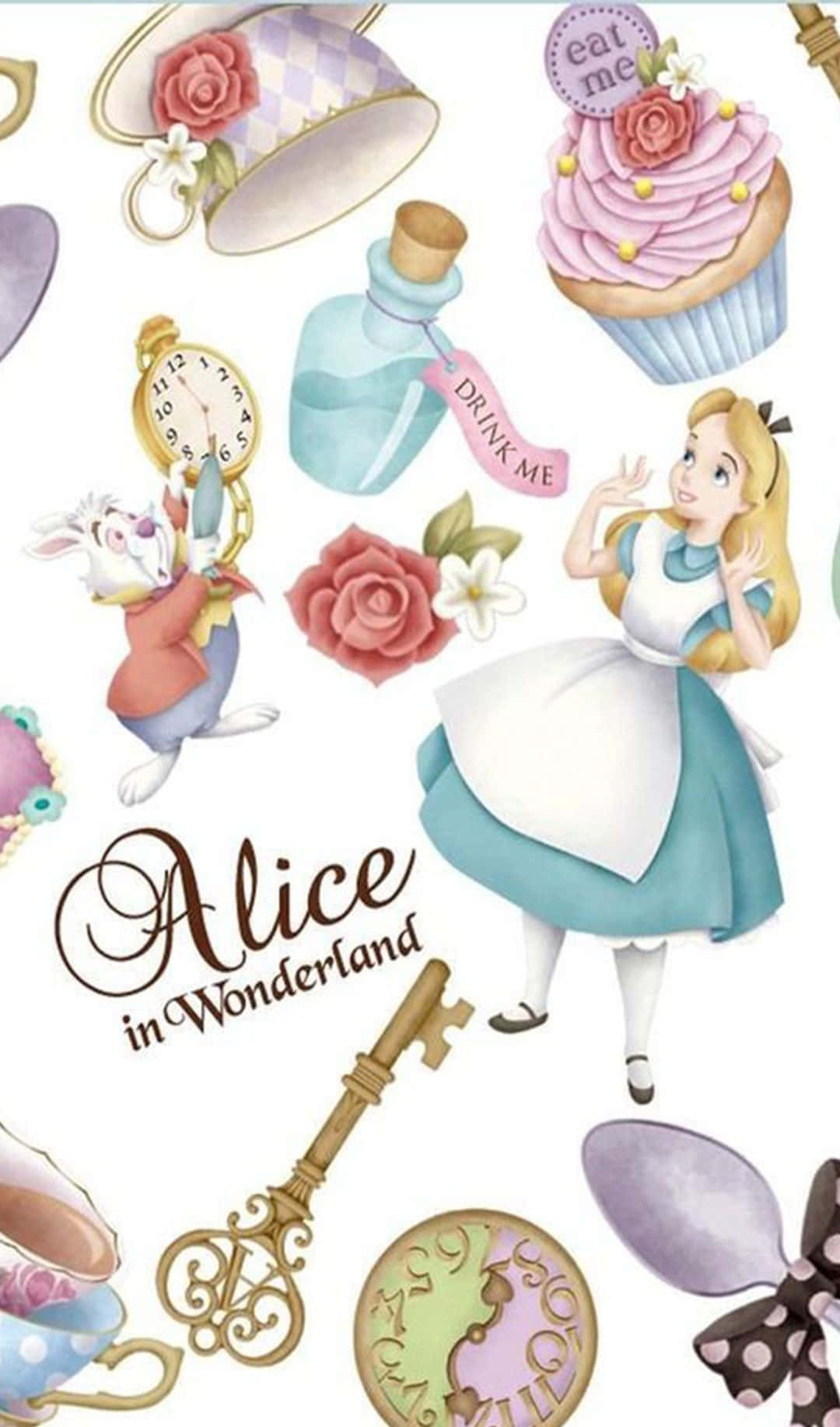 Alice falder ned i kaninhullet i eventyrland.