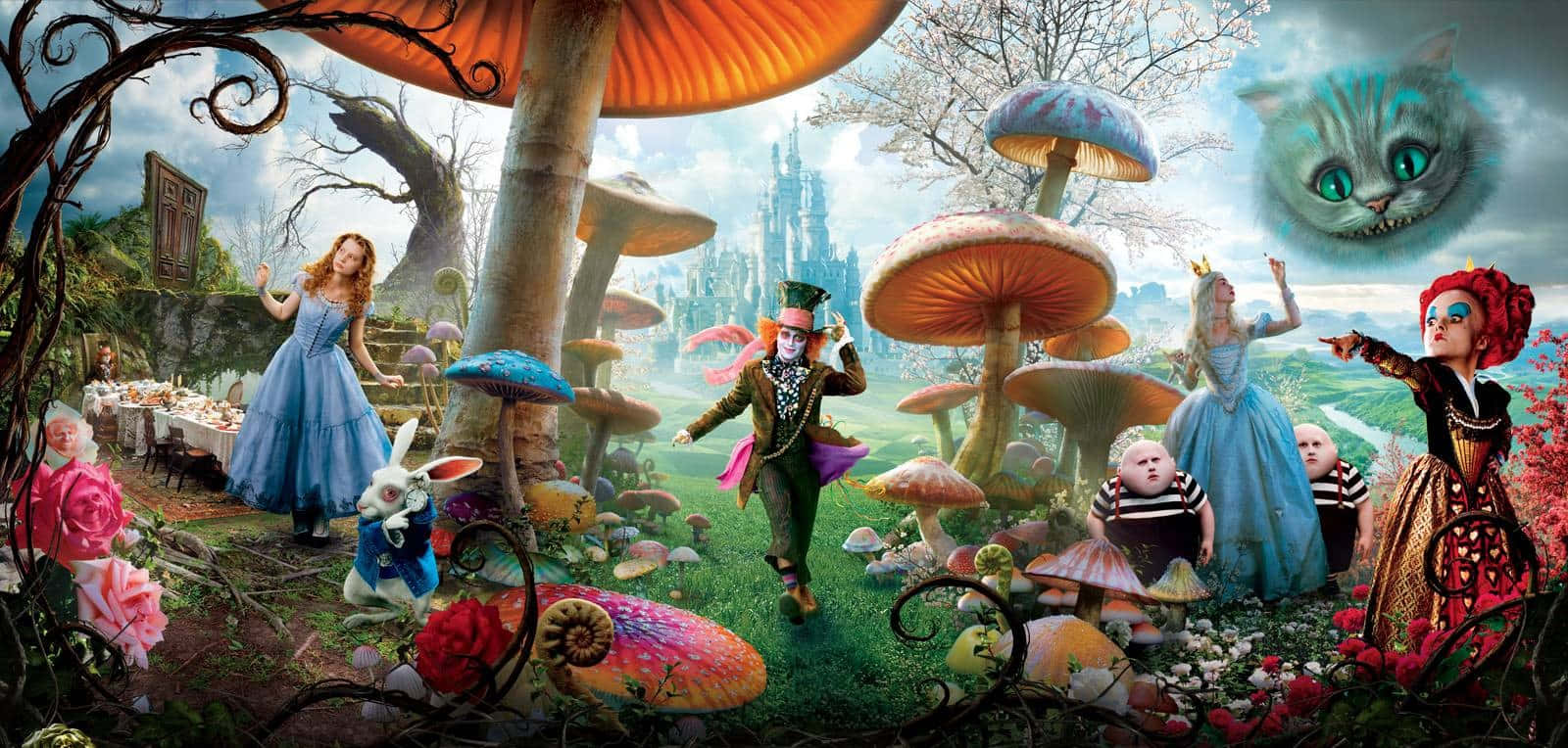 Alice entering the magical world of Wonderland