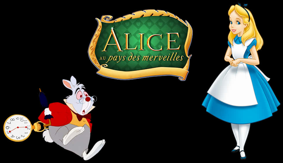 Alicein Wonderland Charactersand Title PNG