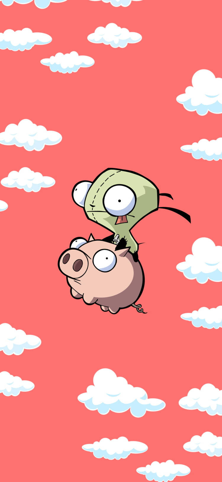 Alien Carrying Piggy Up In The Air Background