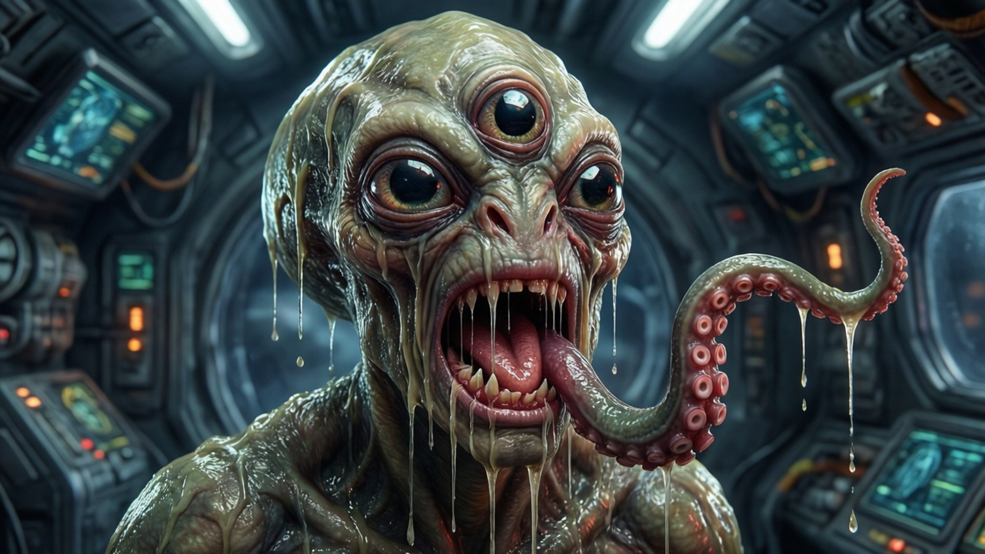 Alien Drool Sci-Fi Bakgrunner