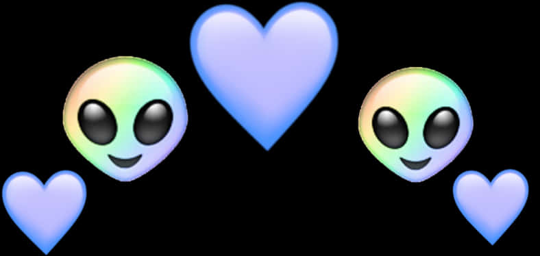 Alien Emoji Love Pattern PNG