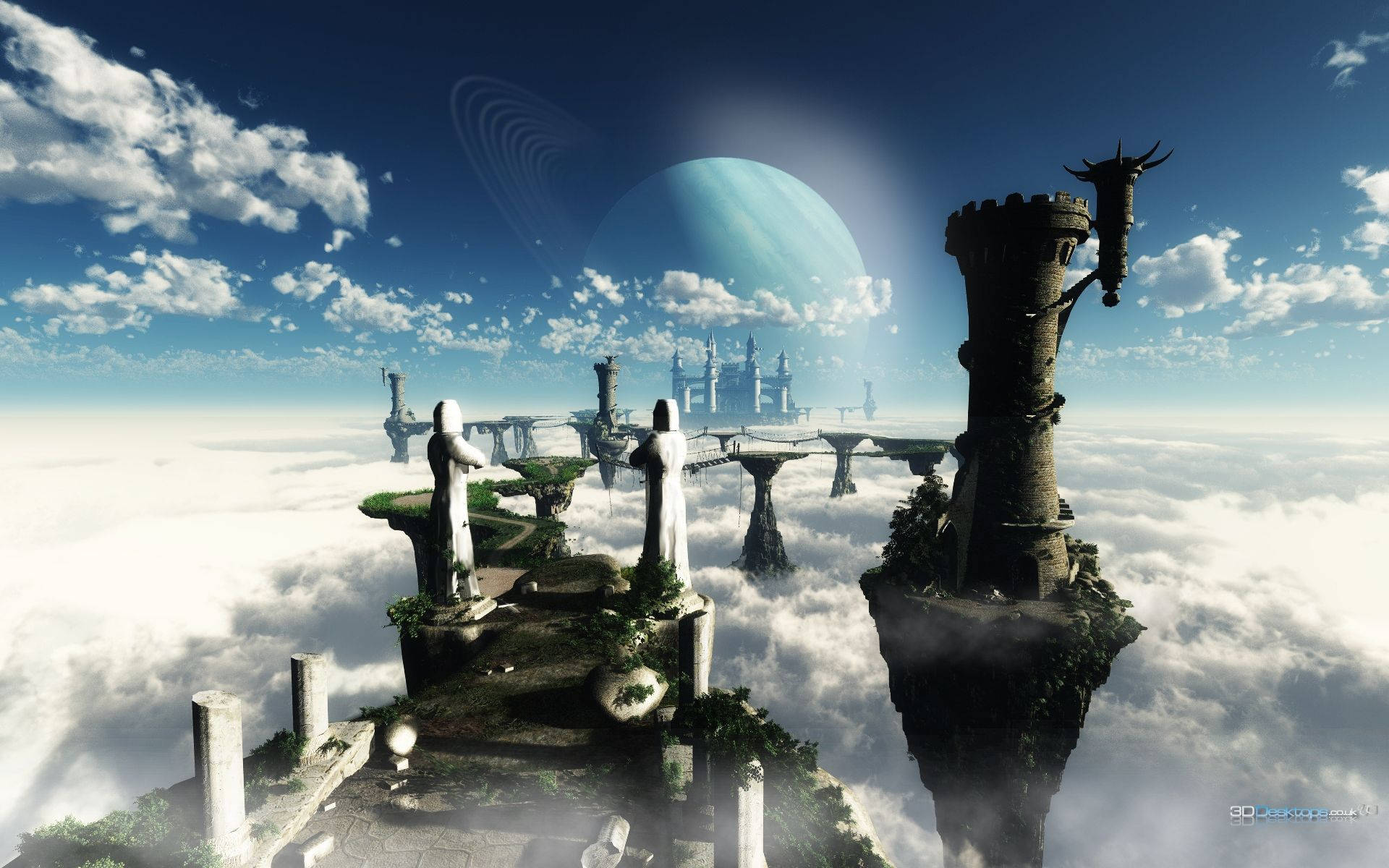 Alien Floating Continent Sci-fi Landscape Wallpaper