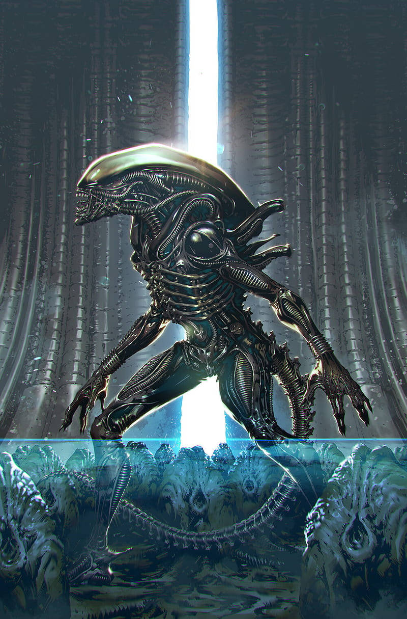 Alien In Water Horror Phone Background