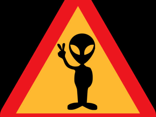 Alien Peace Sign Triangle Warning Symbol PNG