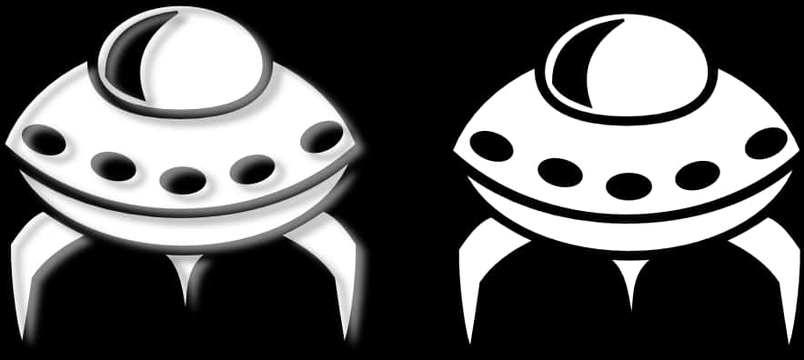Alien Spaceship Icons Blackand White PNG
