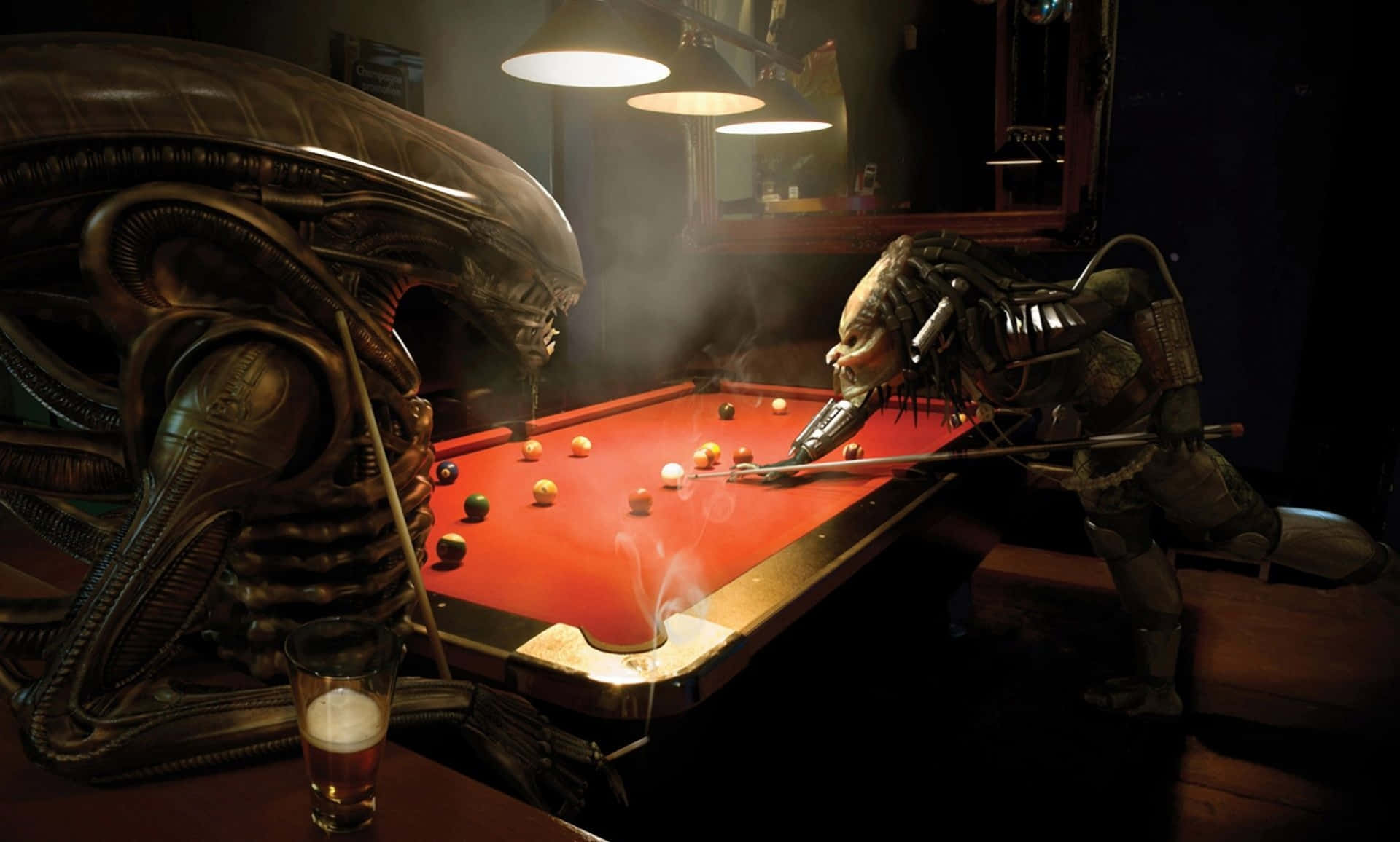 Alien Vs Predator Scar Playing Billiards Wallpaper