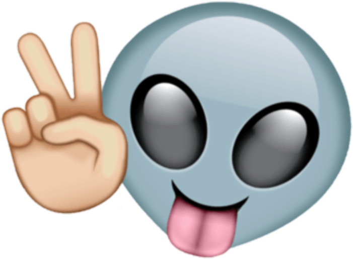 Alien_ Emoji_with_ Peace_ Sign_and_ Tongue_ Out PNG