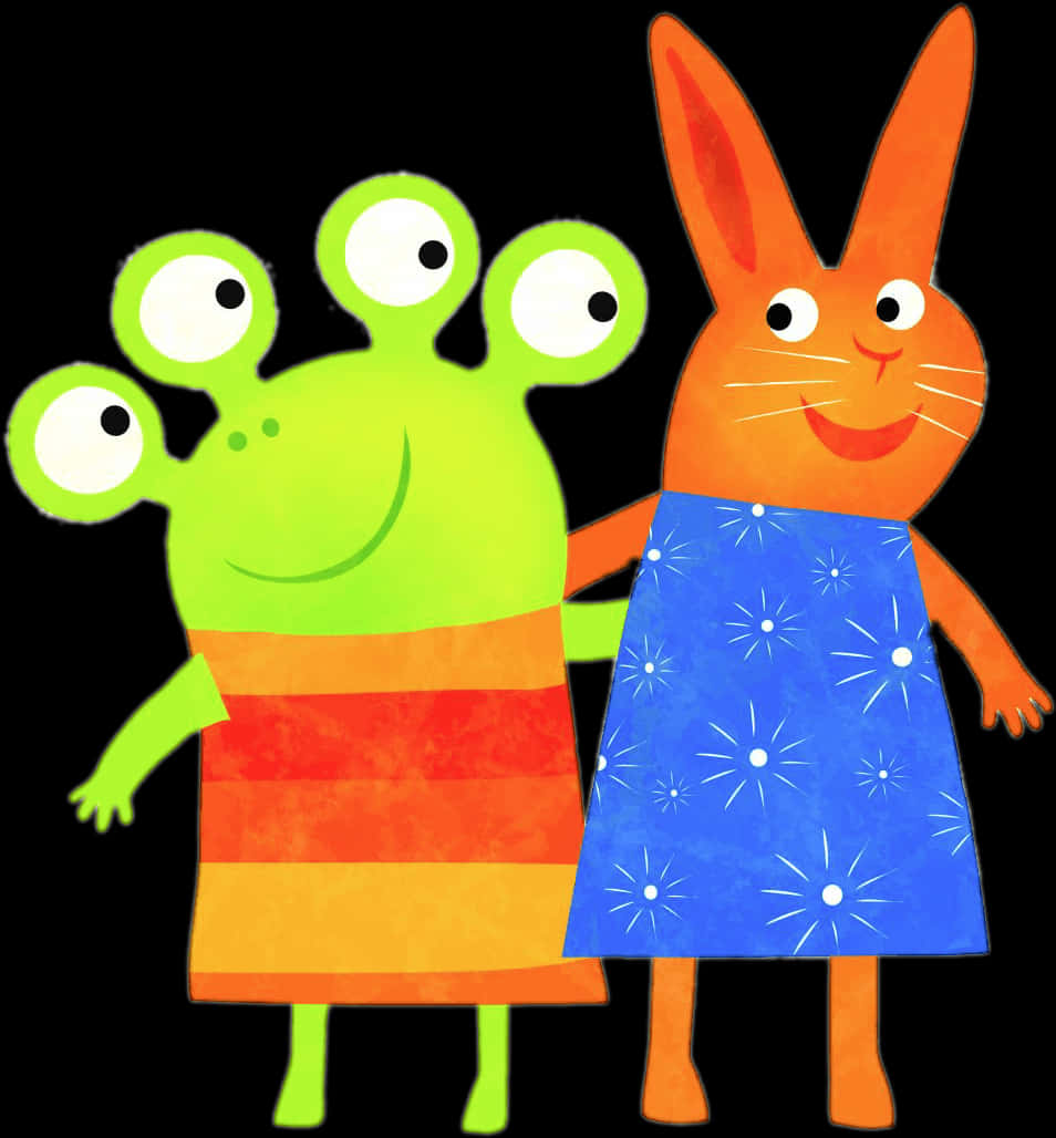 Alienand Rabbit Friends PNG